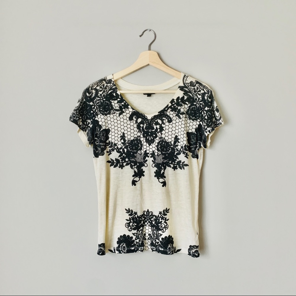 {Express} Baroque Lace-Like Tee - Picture 2 of 3